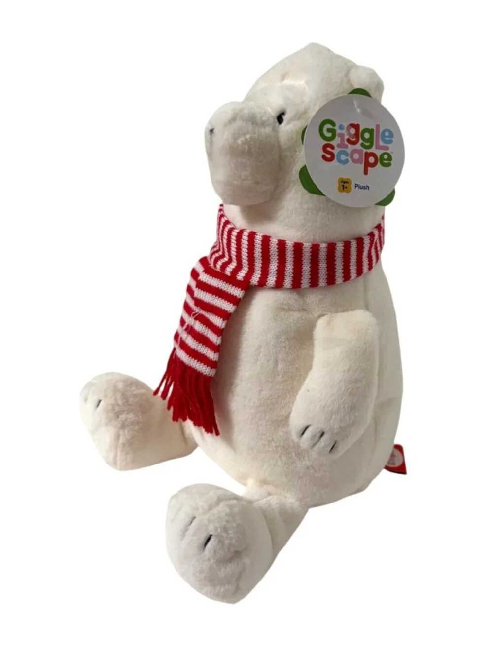New Giggle Scape Plush Stuffed white Polar Bear Red Scarf Animal Doll Toy 18 in